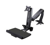 StarTech.com Sit Stand Monitor Arm - Desk Mount Adjustable Sit-Stand Workstation Arm for Single 34" VESA Mount Display - Ergonomic Articulating Standing Desk Converter with Keyboard Tray