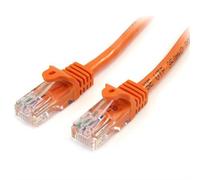 StarTech.com Cat5e Patch Cable with Snagless RJ45 Connectors - 3m Orange. Cable length: 3 m Cable standard: Cat5e Cable shielding: U/UTP (UTP) Connector 1: RJ-45 Connector 2: RJ-45 Connector contacts