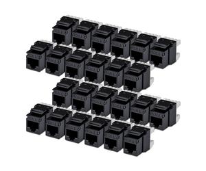 StarTech.com Cat6 Keystone Jack, 24-Pack RJ45 Ethernet Keystone Jacks, UTP Cat6 Wall Jack, 180-Degree 110 Punch Down, Black