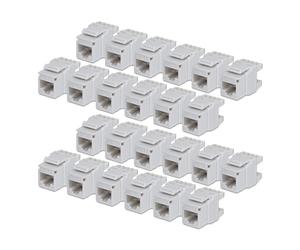 StarTech.com Cat6 Keystone Jack, 24-Pack RJ45 Ethernet Keystone Jacks, UTP Cat6 Wall Jack, 180-Degree 110 Punch Down, White