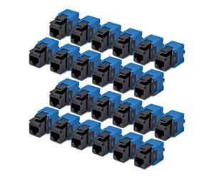 StarTech.com Cat6 Keystone Jack, 24-Pack RJ45 Ethernet Keystone Jacks, UTP Cat6 Wall Jack, 180-Degree Toolless, Black