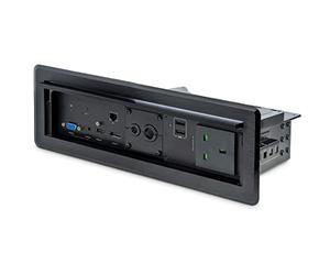 StarTech.com Conference Table Box for AV Connectivity & Power/Charging - 4K HDMI output with HDMI, DP, & VGA Inputs, GbE, Audio - Charging Station w/ 2x USB-A & 1x CE Certified UK Plug (KITBXAVHDPUK)