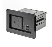 StarTech.com Conference Table Power Center with 1x CE Certified BS1363 AC Outlet & 2x USB BC 1.2 - Recessed In-Table/Desk Power Strip/Charging Station for Meeting Room/Boardroom