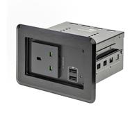 StarTech.com Conference Table Power Center with 1x CE Certified BS1363 AC Outlet & 2x USB BC 1.2 - Recessed In-Table/Desk Power Strip/Charging Station for Meeting Room/Boardroom