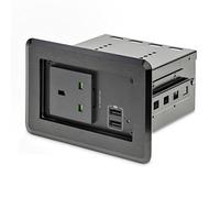 StarTech.com Conference Table Power Center with 1x CE Certified BS1363 AC Outlet & 2x USB BC 1.2 - Recessed In-Table/Desk Power Strip/Charging Station for Meeting Room/Boardroom