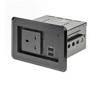 StarTech.com Conference Table Power Center with 1x CE Certified BS1363 AC Outlet & 2x USB BC 1.2 - Recessed In-Table/Desk Power Strip/Charging Station for Meeting Room/Boardroom