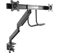 StarTech.com Desk Mount Dual Monitor Arm with USB & Audio - Slim Adjustable Dual Monitor VESA Mount for up to 32" (17.6lb/8kg) Displays - Ergonomic Articulating - C-Clamp/Grommet (ARMSLIMDUAL2USB3)