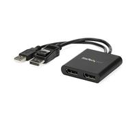 StarTech.com 2-Port Multi Monitor Adapter - DisplayPort 1.2 MST Hub - Dual 4K 30Hz or 1080p - USB Bus Powered - Video Splitter for Extended Desktop Mode on Windows PCs Only - DP to 2x DP
