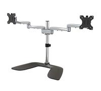 StarTech.com Dual Monitor Stand - Ergonomic Desktop Monitor Stand for up to 32" VESA Displays - Free-Standing Articulating Universal Computer Monitor Mount - Adjustable Height - Silver