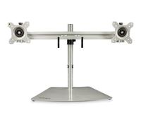 StarTech.com Dual Monitor Stand - Ergonomic Free Standing Dual Monitor Desktop Stand for two 24" VESA Mount Displays - Synchronized Height Adjustable - Double Monitor Pole Mount - Silver