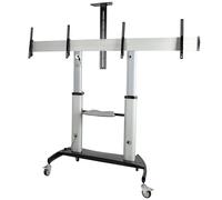 StarTech.com Dual TV Cart for 37-60in VESA TVs up to 110lb/50kg each - Height Adjustable TV Mount, Mobile Display Cart w/ Equipment Shelves - Rolling TV Cart on Wheels - Rolling TV Stand