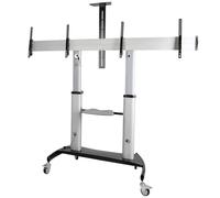 StarTech.com Dual TV Cart for 37-60in VESA TVs up to 110lb/50kg each - Height Adjustable TV Mount, Mobile Display Cart w/ Equipment Shelves - Rolling TV Cart on Wheels - Rolling TV Stand