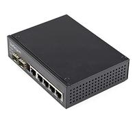 StarTech.com Industrial 6 Port Gigabit Ethernet Switch 4 PoE RJ45 +2 SFP Slots 30W PoE+ 48VDC 10/100/1000 Power Over Ethernet LAN Switch -40C to 75C with DIN Connector/Mountable