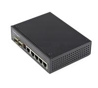 StarTech.com Industrial 6 Port Gigabit Ethernet Switch 4 PoE RJ45 +2 SFP Slots 30W PoE+ 48VDC 10/100/1000 Power Over Ethernet LAN Switch -40C to 75C with DIN Connector/Mountable