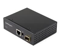 StarTech.com Industrial Fiber to Ethernet Media Converter - 10/100/1000 Mbps SFP to RJ45/Cat6 - Singlemode/Multimode Optical Fiber to Copper Gigabit Network - 12-56V DC - IP-30/ -40 to +75C