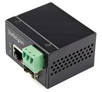 StarTech.com Industrial Fiber to Ethernet Media Converter - 100Mbps SFP to RJ45/Cat6 - Singlemode/Multimode Optical Fiber to Copper Network - 12-56V DC - IP-30/ -40 to +75C