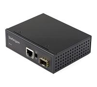 StarTech.com Industrial Fiber to Ethernet Media Converter - 10/100/1000 Mbps SFP to RJ45/Cat6 - Singlemode/Multimode Optical Fiber to Copper Gigabit Network - 12-56V DC - IP-30/ -40 to +75C