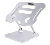 StarTech.com Laptop Stand for Desk, Ergonomic Laptop Stand Adjustable Height, Aluminum, Portable, Supports up to 22lb (10kg), Foldable Laptop Holder for Desk - Angled Notebook Computer Riser/Lift