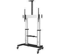 StarTech.com Mobile TV Stand - Heavy Duty TV Cart for 60-100" Display (100kg/220lb) - Height Adjustable Rolling Flat Screen Floor Standing on Wheels - Universal Television Mount w/Shelves