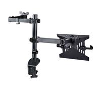 StarTech.com Monitor Arm with VESA Laptop Tray, For a Laptop (4.5kg/9.9lb) and a Single Display up to 32" (8kg/17.6lb), Black, Vented Tray, Adjustable Laptop Arm Mount, C-clamp/Grommet Mount