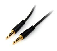 StarTech.com MU15MMS 15 ft (4.6 m) 3.5 mm Audio Cable, 3.5 mm Slim Audio Cable, Gold Plated Connectors, Male/Male, Aux Cable,Black