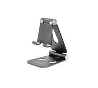 StarTech.com Phone and Tablet Stand - Foldable Universal Mobile Device Holder for Smartphones & Tablets - Adjustable Multi-Angle Ergonomic Cell Phone Stand for Desk - Portable - Black