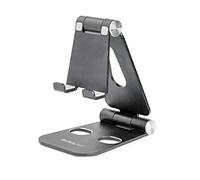 StarTech.com Phone and Tablet Stand - Foldable Universal Mobile Device Holder for Smartphones & Tablets - Adjustable Multi-Angle Ergonomic Cell Phone Stand for Desk - Portable - Black