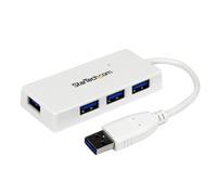 StarTech.com Portable 4 Port SuperSpeed Mini USB 3.0 Hub - White~Portable 4 Port SuperSpeed Mini USB 3.0 Hub - 5Gbps - White