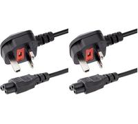 StarTech.com PXTNB3SUK1M 1m Laptop Power Cord - 3 Slot for UK - BS-1363 to C5 Clover Leaf Power Cable Lead, Black (Pack of 2)