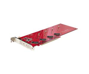 StarTech.com Quad M.2 PCIe Adapter Card PCIe x16 to Quad NVMe or AHCI M.2 SSDs PCI Express 4.0 7.8GBps/Drive Bifurcation Required Windows/Linux Compatible