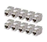 StarTech.com Shielded Cat6a Keystone Jack, 10-Pack RJ45 Ethernet Keystone Jacks, STP Cat6a Wall Jack, 180-Degree Toolless