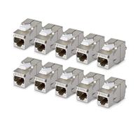 StarTech.com Shielded Cat6a Keystone Jack, 10-Pack RJ45 Ethernet Keystone Jacks, STP Cat6a Wall Jack, 180-Degree Toolless