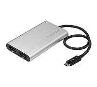 StarTech.com TB32DP2 Thunderbolt 3 to Dual DisplayPort Adapter - 4K 60Hz - Windows Only Compatible - Monitor Adapter - DP Adapter, Silver