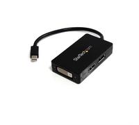 StarTech.com Travel A/V adapter: 3-in-1 Mini DisplayPort to DisplayPort DVI or HDMI converter 0.15 m Mini DisplayPort DisplayPort + DVI-D + HDMI Male Female Straight