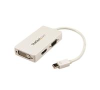 StarTech.com Travel A/V Adapter: 3-in-1 Mini DisplayPort to VGA DVI or HDMI Converter - White