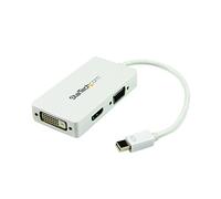 StarTech.com Travel A/V Adapter: 3-in-1 Mini DisplayPort to VGA DVI or HDMI Converter - White