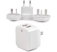 StarTech.com Travel USB Wall Charger - 2 Port - White - Universal Travel Adapter