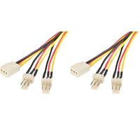 StarTech.com TX3 Fan Power Splitter Cable - Fan power splitter - 3 pin internal power (F) to 3 pin internal power (M) - 1 ft - TX3SPLIT12 (Pack of 2)