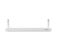 StarTech.com Under Desk Cable Management Tray Length Adjustable Cable Organizer Clamp-On Installation No Drilling Required Power Bar Holder White
