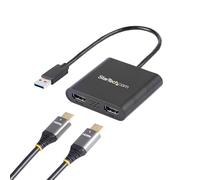 StarTech.com USB 3.0 to Dual HDMI Adapter - 1x 4K 30Hz & 1x 1080p - External Video & Graphics Card - USB Type-A to HDMI Dual Monitor Display Adapte...