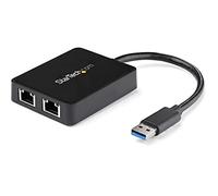 StarTech.com USB 3.0 to Dual Port Gigabit Ethernet Adapter w/ USB Port - 10/100/100 - USB Gigabit LAN Network NIC Adapter (USB32000SPT)