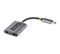StarTech.com USB-C Headphone Splitter, USB Type C Dual Headset Adapter w/Mic Input, USB C to 3.5mm Audio Adapter/Earphone Dongle, USB C to Audio Jack/Aux Output, 24-bit DAC