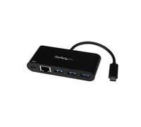 StarTech.com 3 Port USB-C Hub with Gigabit Ethernet & 60W Power Delivery Passthrough Laptop Charging - USB-C to 3x USB-A (USB 3.0 SuperSpeed 5Gbps) - USB 3.1/3.2 Gen 1 Type-C Adapter Hub~3 Port USB-C Hub with Gigabit Ethernet & 60W Power Delivery Passthro