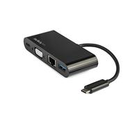 StarTech.com USB C Multiport Adapter - Mini USB-C Dock w/ Single Monitor VGA 1080p Video - 60W Power Delivery Passthrough - USB 3.1 Gen 1 Type-A 5Gbps, Gigabit Ethernet - Docking Station