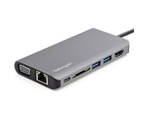 StarTech.com USB C Multiport Adapter - USB-C Mini Travel Dock w/ 4K HDMI or 1080p VGA - 3x USB 3.0 Hub, SD, GbE, Audio, 100W PD Pass-Through - Portable Docking Station for Laptop/Tablet