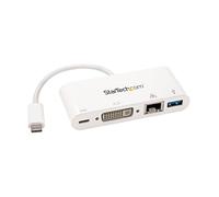 StarTech.com USB-C Multiport Adapter for Laptops - Power Delivery - DVI - GbE - USB 3.0