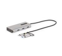 StarTech.com USB-C Multiport Adapter w/Attached USB-C to USB-A Dongle Dual HDMI (4K30Hz/1080p60Hz) 3x USB-A 5Gbps Mini Travel Dock Laptop Docking Station 1.3ft/40cm Cable