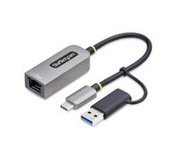 StarTech.com USB-C to Ethernet Adapter with USB-A Dongle 10/100/1000Mbps USB 3.0 to Gigabit Ethernet Network Adapter 6in/15cm Attached Cable USB GbE Adapter