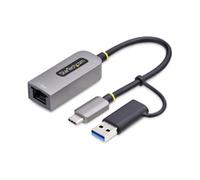 StarTech.com USB-C to Ethernet Adapter with USB-A Dongle 10/100/1000Mbps USB 3.0 to Gigabit Ethernet Network Adapter 6in/15cm Attached Cable USB GbE Adapter