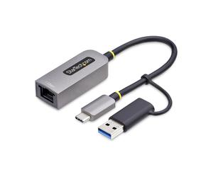 StarTech.com USB-C to Ethernet Adapter with USB-A Dongle, 10/100/1000Mbps, USB 3.0 to Gigabit Ethernet Network Adapter, 6in/15cm Attached Cable, USB GbE Adapter